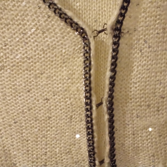 DONATING 6/30/22 Sioni xs  creme sequin and metallic cardigan - Picture 3 of 7